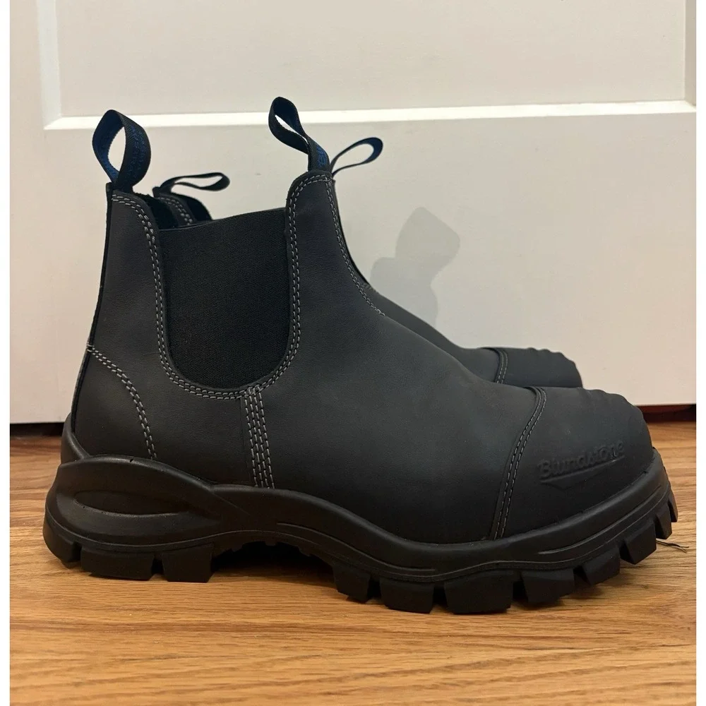 Bludstone Unisex 990 Steel Toe Black Slip On Safety Chelsea Boots Men's 9 US